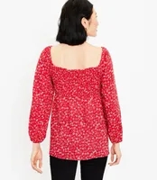 Heart Cinched Sweetheart Neck Blouse