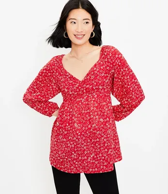 Heart Cinched Sweetheart Neck Blouse