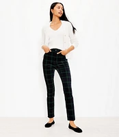 Petite Curvy Plaid Velvet Skinny Pants