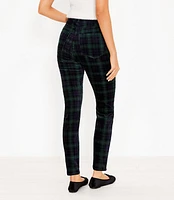 Petite Curvy Plaid Velvet Skinny Pants