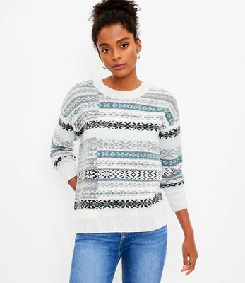 Petite Patchwork Fair Isle Sweater | LOFT