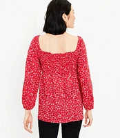 Petite Heart Cinched Sweetheart Neck Blouse