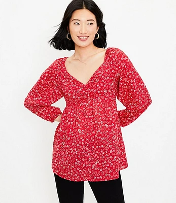 Petite Heart Cinched Sweetheart Neck Blouse