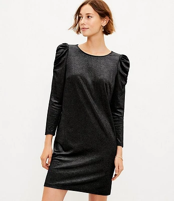 Petite Shimmer Ruched Sleeve Dress