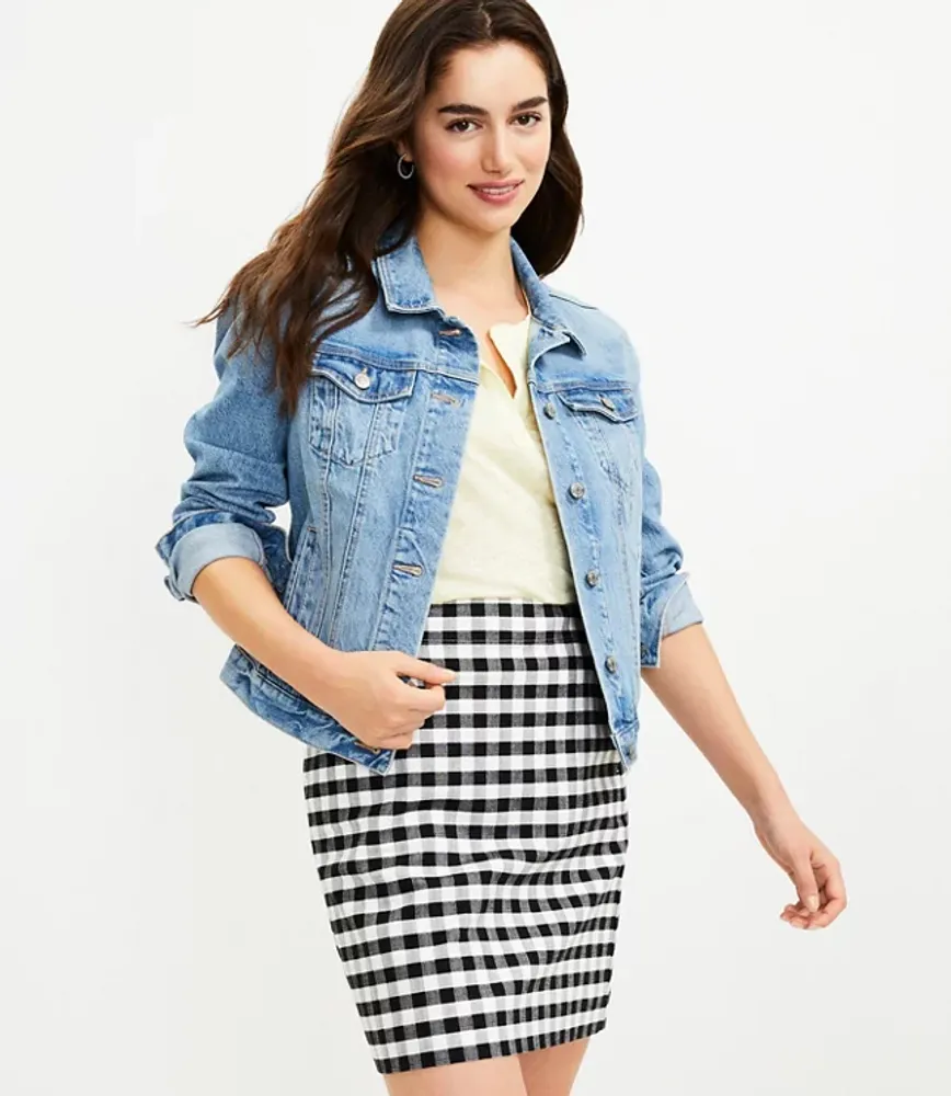 Gingham Pocket Shift Skirt