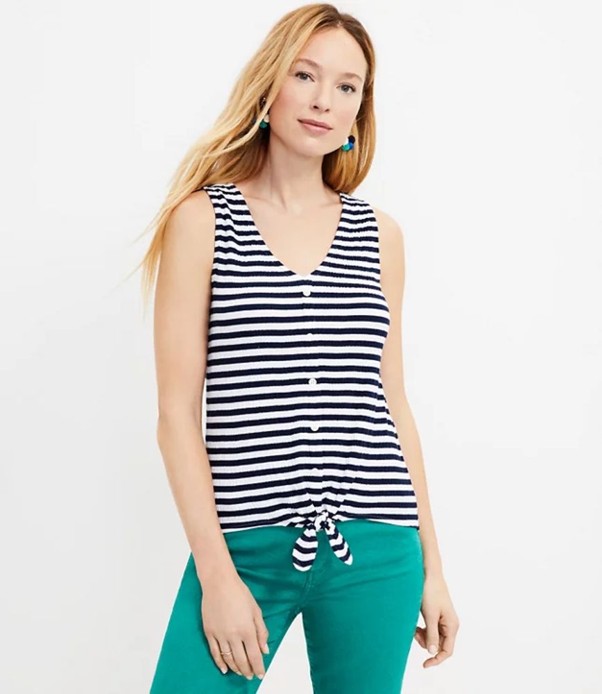 Crinkle Knit Striped Top - Women - Ready-to-Wear