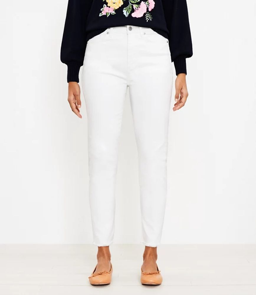 LOFT Curvy Frayed Skinny Jeans White | LOFT | The Shops at Willow Bend