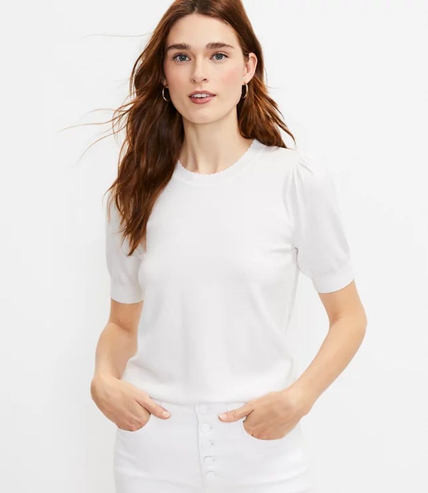LOFT Petite Scalloped Sweater Tee 