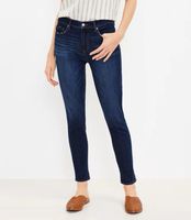 Petite Mid Rise Skinny Jeans Rich Dark Indigo Wash | LOFT