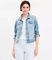 Petite Denim Trucker Jacket Light Mid Indigo Wash