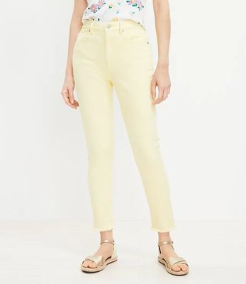 Curvy Frayed High Rise Skinny Jeans Brulee | LOFT