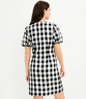 Tall Gingham Button V-Neck Dress