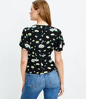 Petite Floral Flutter Sleeve V-Neck Top