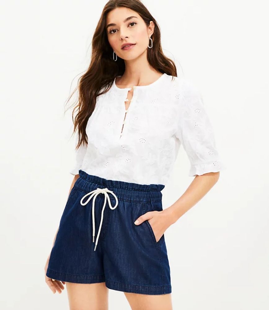 Free People Tricia Fix Denim Carpenter Shorts in Blue