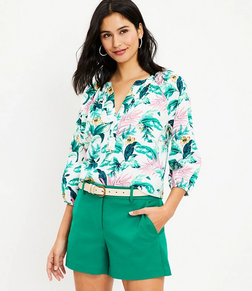 Petite Botanical Henley Blouse