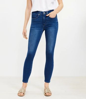 Petite Mid Rise Skinny Jeans Bright Indigo Wash | LOFT