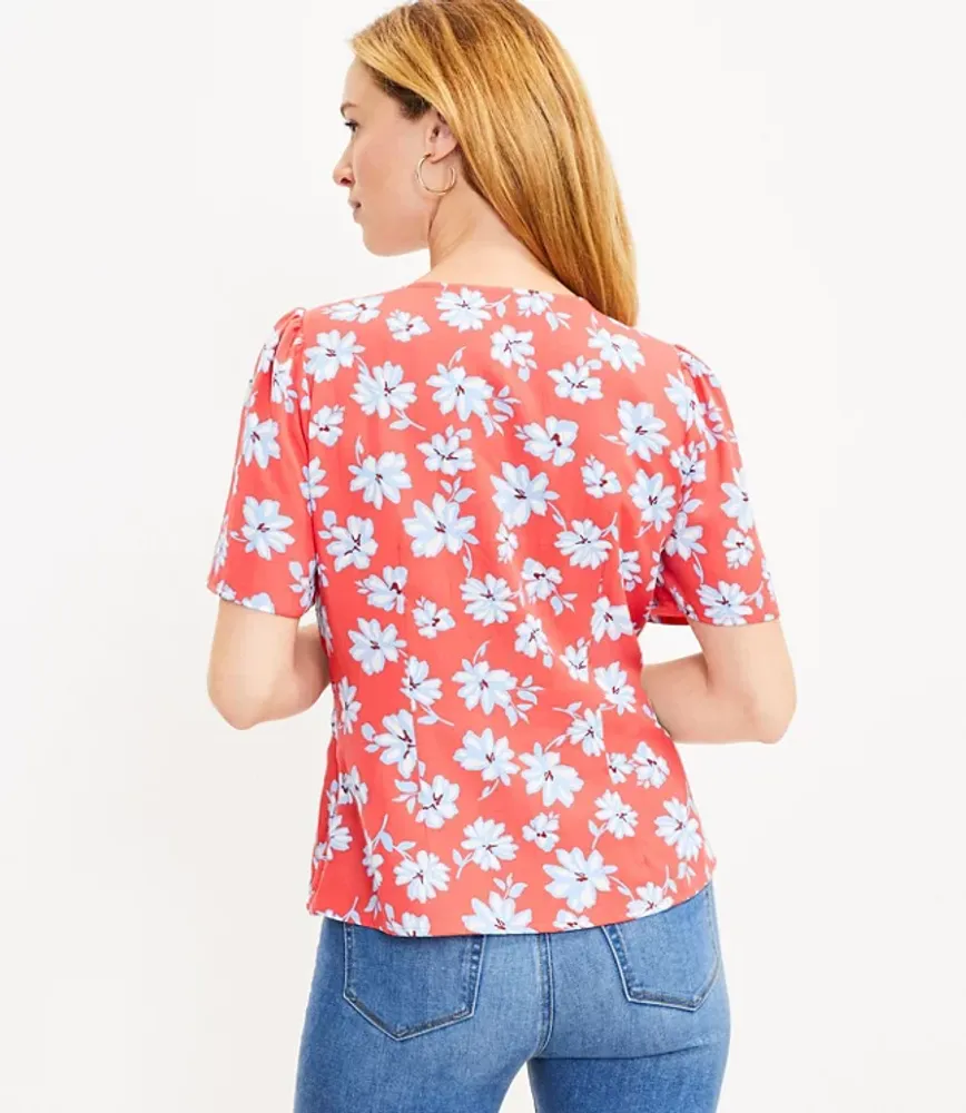 Floral V-Neck Button Blouse