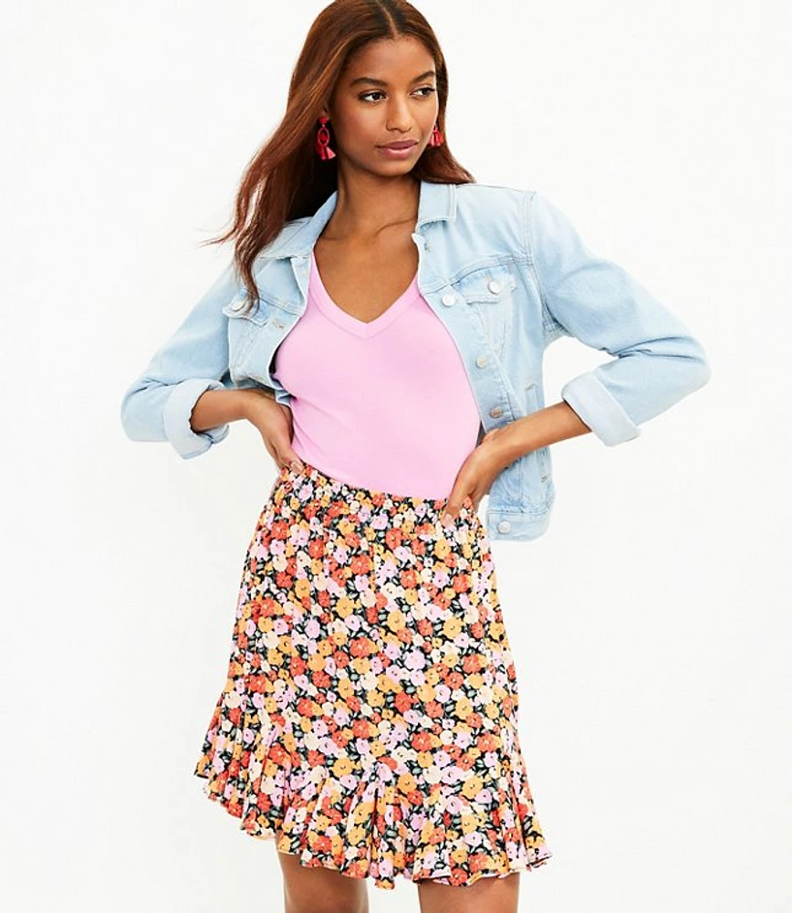 Petite Floral Flounce Skirt