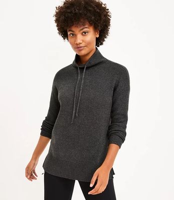 Lou & Grey Wafflestitch Drawstring Neck Sweater | LOFT