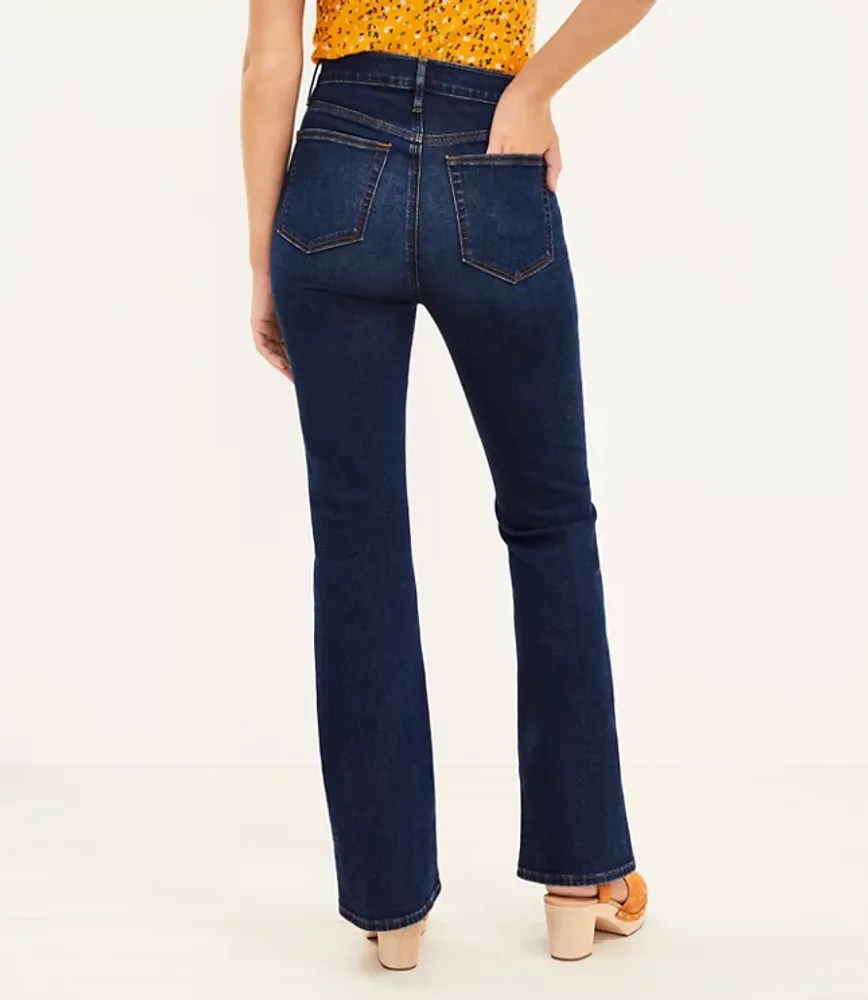 High Rise Slim Flare Jeans Rich Dark Indigo Wash