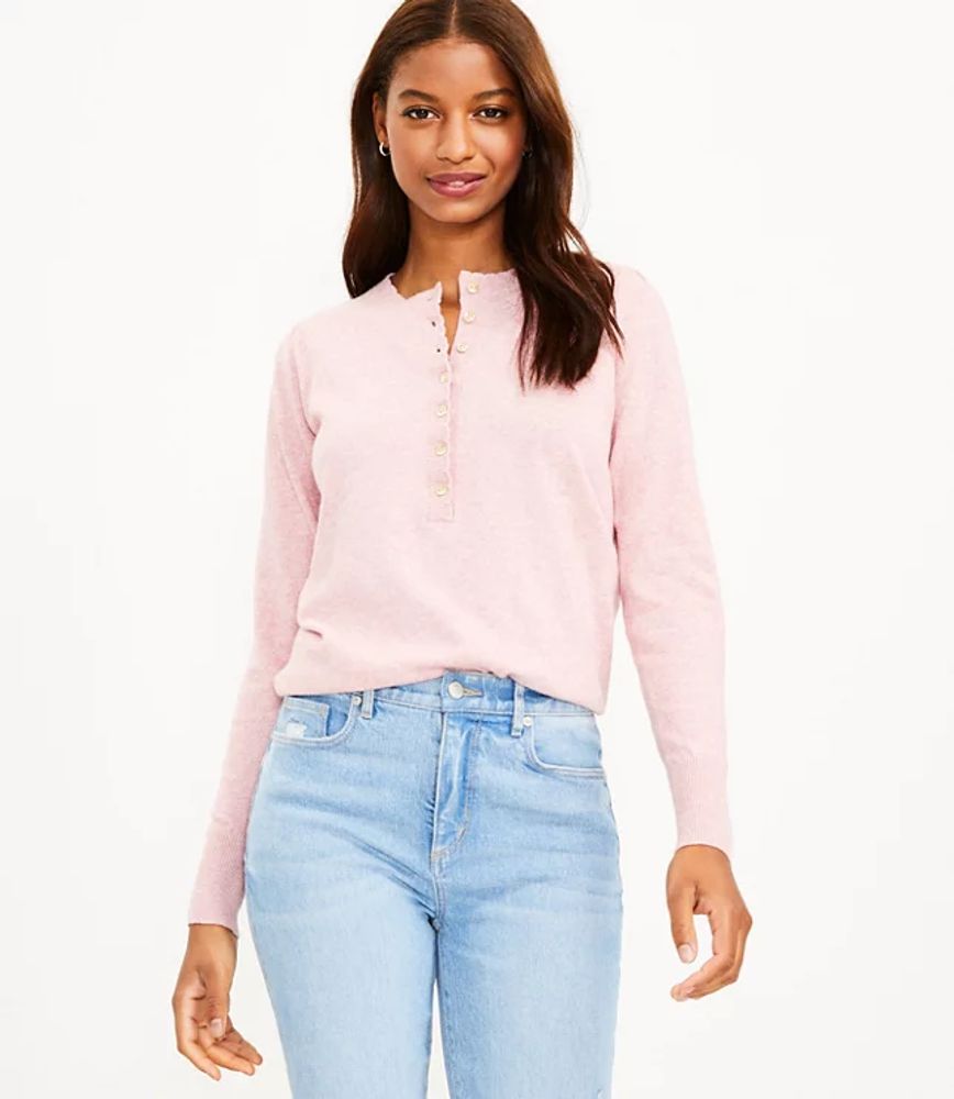 LOFT Puff Sleeve Henley Sweater | LOFT | The Shops at Willow Bend