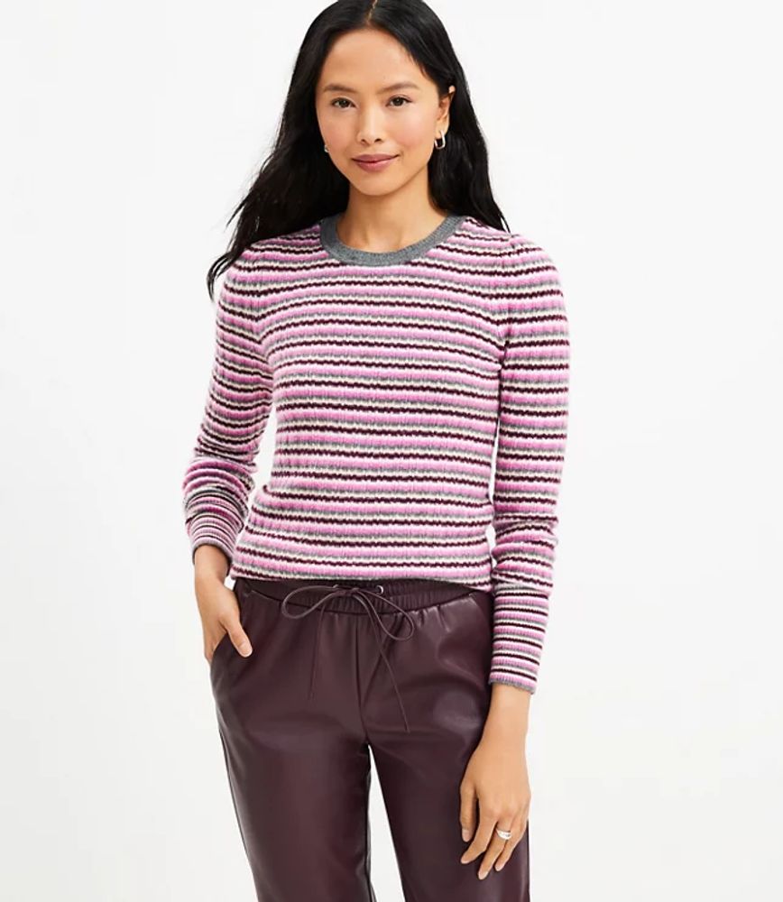 LOFT Textured Striped Puff Sleeve Sweater | LOFT | Bridge Street Town Centre