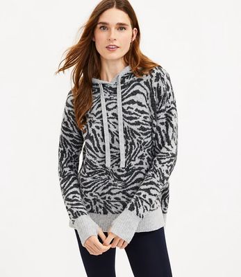 Lou & Grey Zebra Print Hoodie Tunic Sweater | LOFT