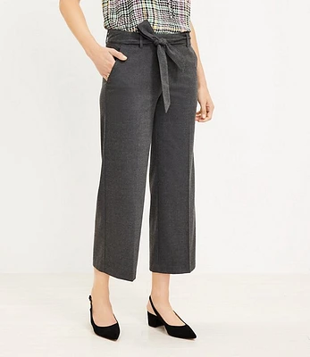 Tall Belted Wide Leg Crop Pants Herringbone