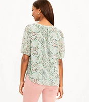 Paisley Henley Puff Sleeve Top