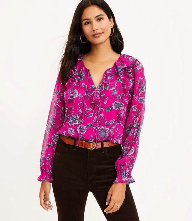 loft tie neck blouse