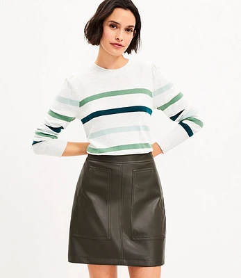 Petite Faux Leather Pocket Shift Skirt