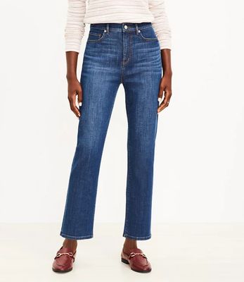 Tall High Rise Straight Crop Jeans Original Dark Indigo Wash | LOFT