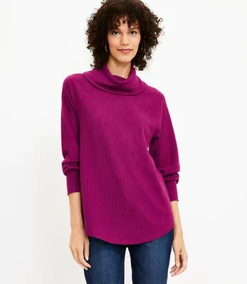 Waffle Cowl Neck Tunic Top