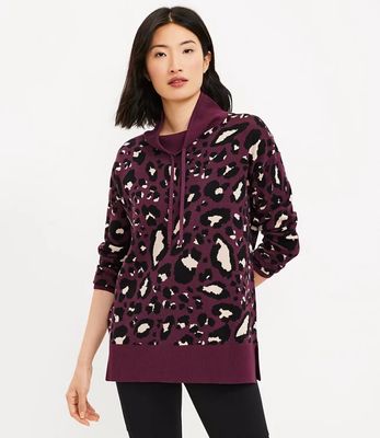 Lou & Grey Leopard Print Drawstring Neck Sweater | LOFT