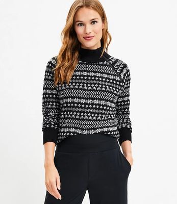 Lou & Grey Fair Isle Zip Turtleneck Sweater | LOFT