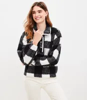 Plaid Sherpa Snap Collar Top