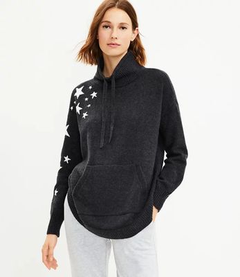 Lou & Grey Star Drawstring Neck Pocket Sweater | LOFT