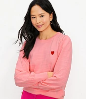 Heart Puff Sleeve Sweatshirt