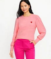 Heart Puff Sleeve Sweatshirt