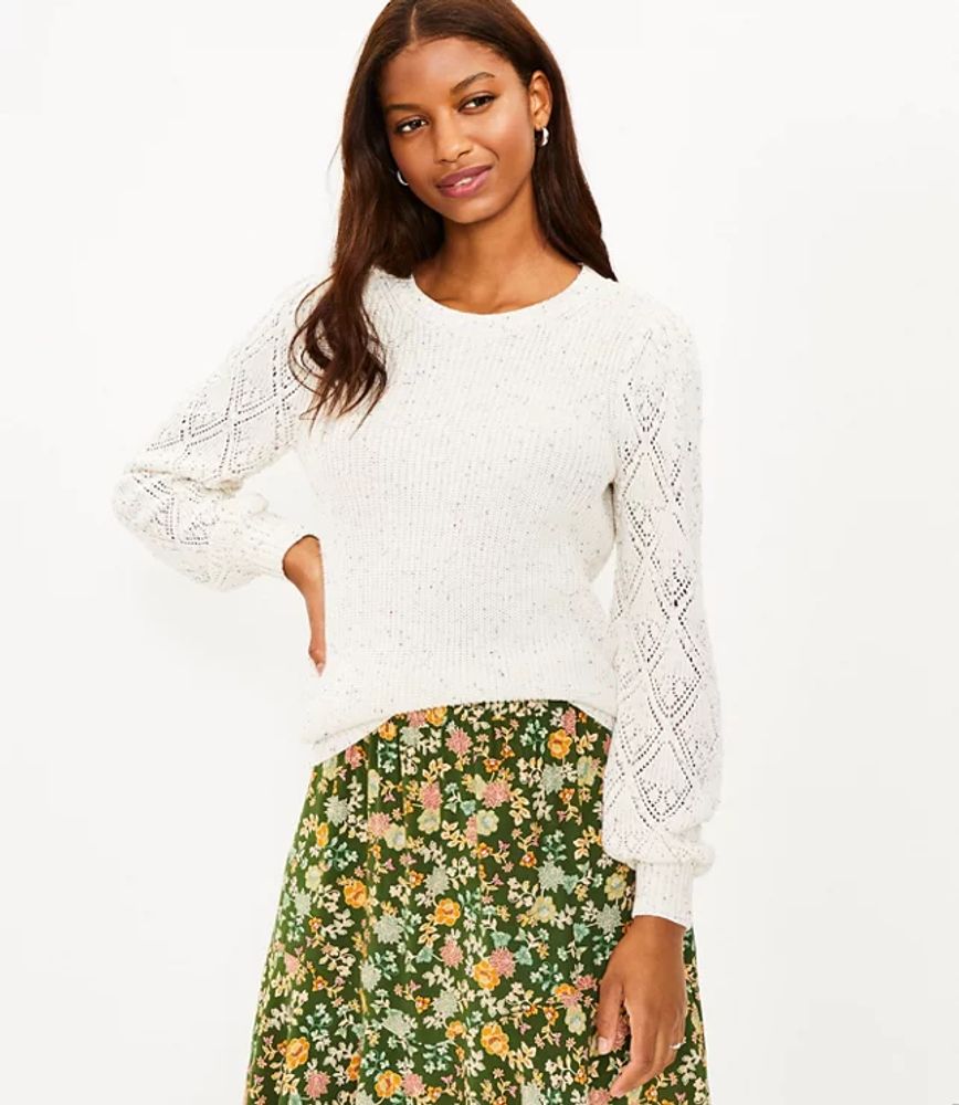 LOFT Petite Flecked Bobble Pointelle Sweater | LOFT | The Summit