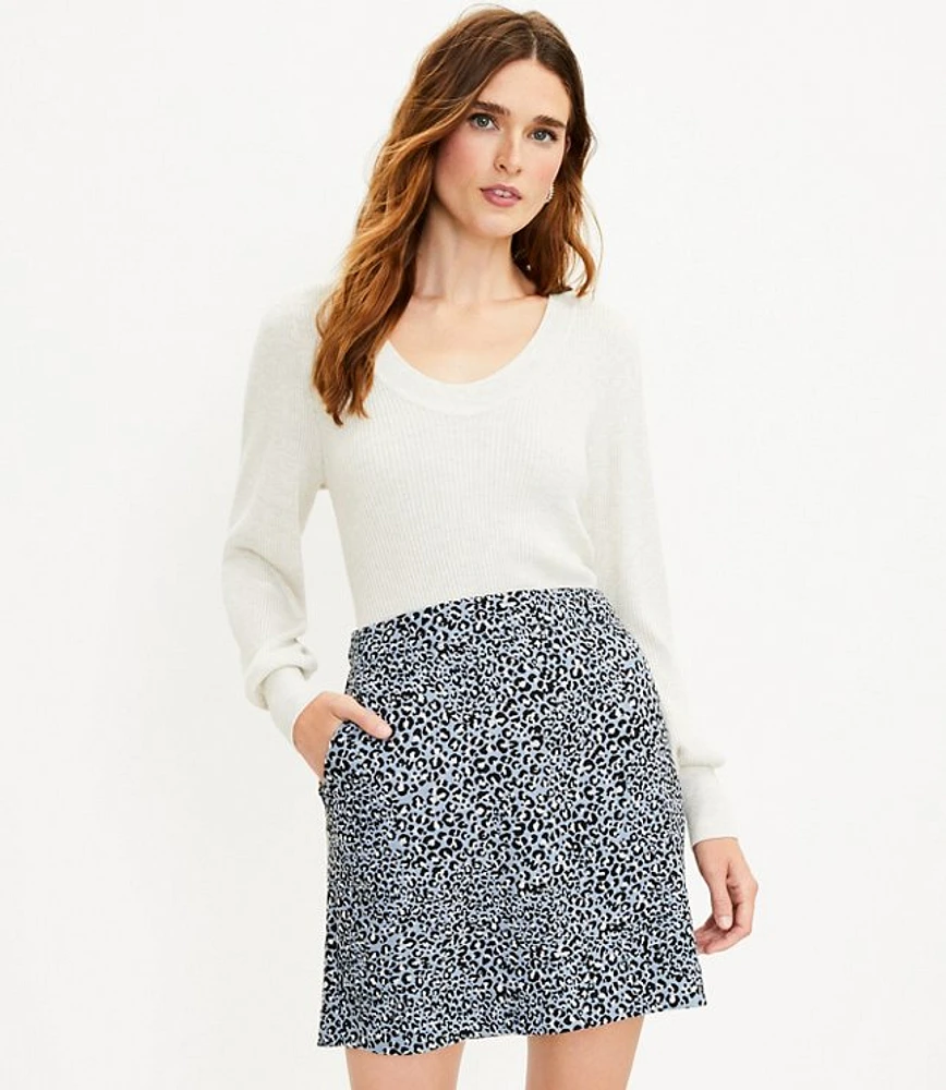 Petite Leopard Print Pocket Shift Skirt