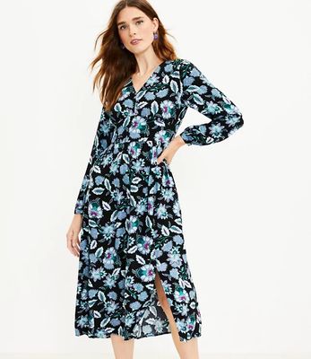 LOFT Floral V-Neck Midi Dress | LOFT | The Summit