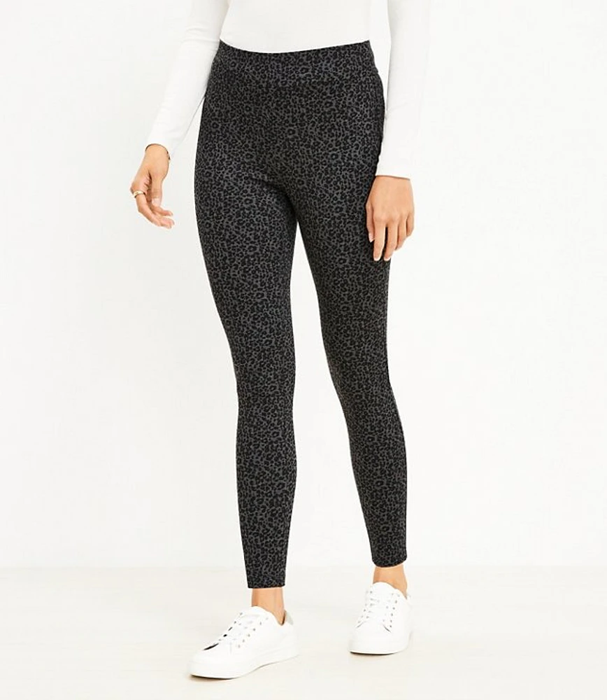 Petite Leopard Print Ponte Leggings