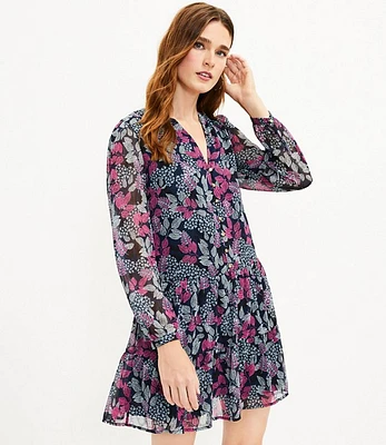 Petite Leafed Flounce Shirtdress