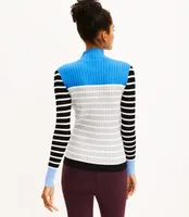 Petite Stripe Ribbed Turtleneck Sweater