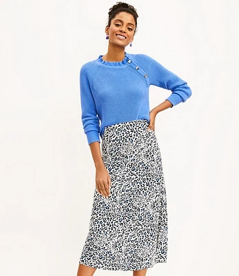 Petite Leopard Print Bias Midi Skirt