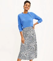 Petite Leopard Print Bias Midi Skirt