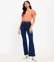Patch Pocket High Rise Slim Flare Jeans Classic Mid Indigo Wash