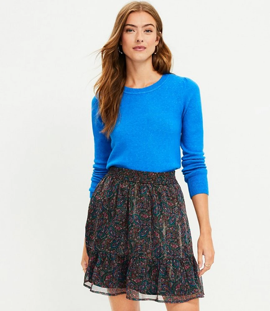 Petite Shimmer Paisley Tiered Skirt