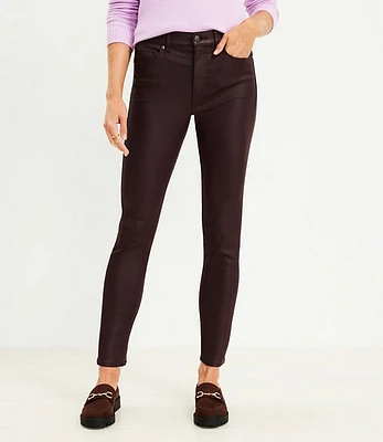 Petite Coated High Rise Skinny Jeans Rich Bordeaux